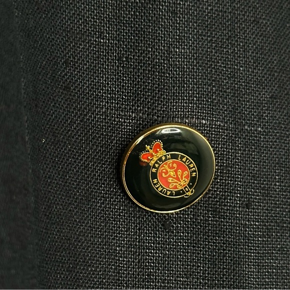 Lauren Ralph Lauren Linen Blazer Sz 12 Navy Double Breasted Crest Buttons Preppy - Picture 8 of 16